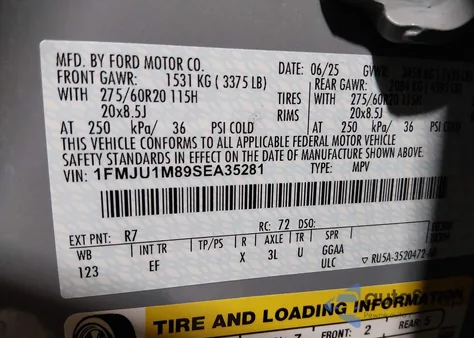 2025 Ford Expedition Platinum from USA, damaged, VIN 1FMJU1M89SEA35281